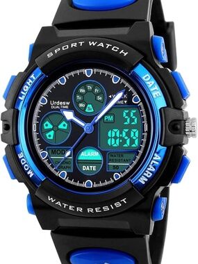 Kids Sport Digital Watch - 50M Water Resistant - Blue & Black